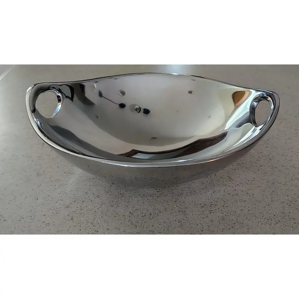 Nambe 613 Metal Serving Bowl Tray 1999 Mid Century Modern Signed Aluminum